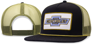 Chevrolet Vintage Bowtie Mesh Patch Hat / Cap - Gold / Black Snapback
