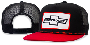 Chevrolet Vintage Bowtie Mesh Patch Hat / Cap - Red / Black Snapback
