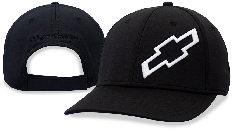 Chevrolet White Bowtie Performance Jersey Black Mesh Hat / Cap