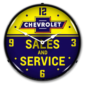 Chevrolet Bowtie Sales and Service Lighted Clock - [Corvette Store Online]