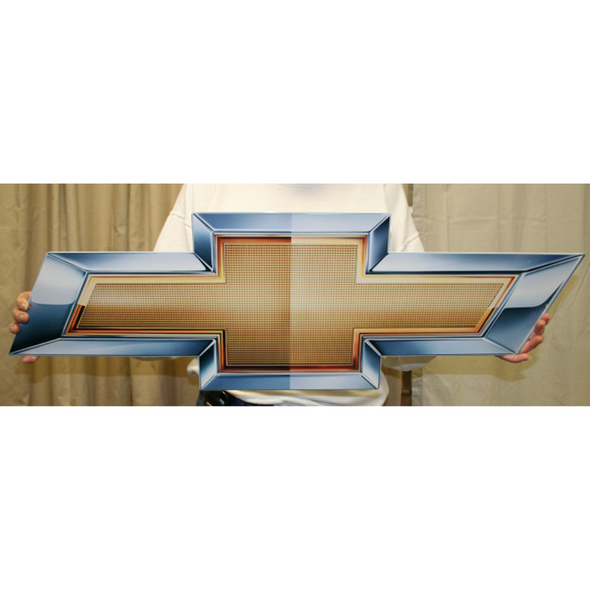Chevy Bowtie Emblem Gold Steel Sign
