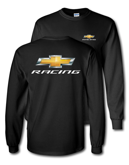 Chevy Racing Gold Bowtie Black Long Sleeve T-Shirt