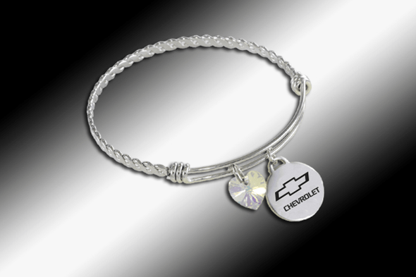 Chevy Bowtie Logo Twisted Wire Charm Bracelet