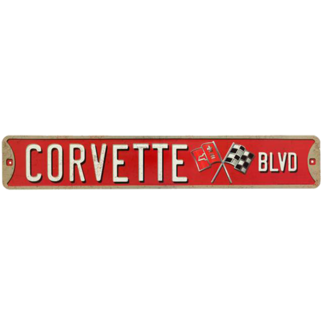Corvette Blvd Metal Street Sign