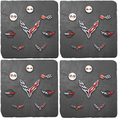 corvette-generations-dark-stone-tile-coaster-bundle-set-of-4