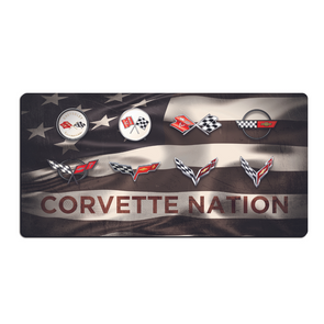 Corvette Nation Generations American Flag Metal Print Sign