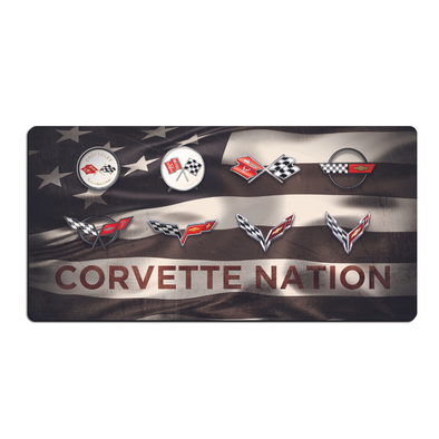 Corvette Nation Generations American Flag Metal Print Sign