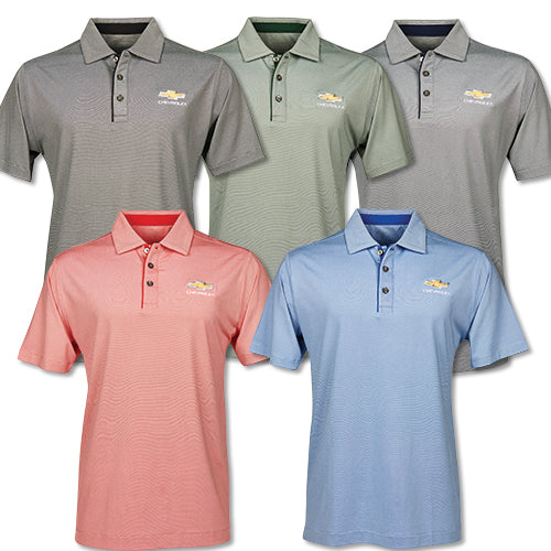Men's Chevrolet Gold Bowtie Micro Stripe Polo