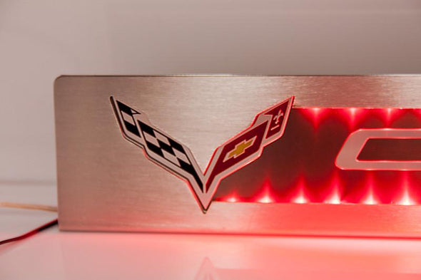 Z06/C7/Z51 Corvette Stingray | LED Illuminated | Brushed Door Sill Overlays - [Corvette Store Online]