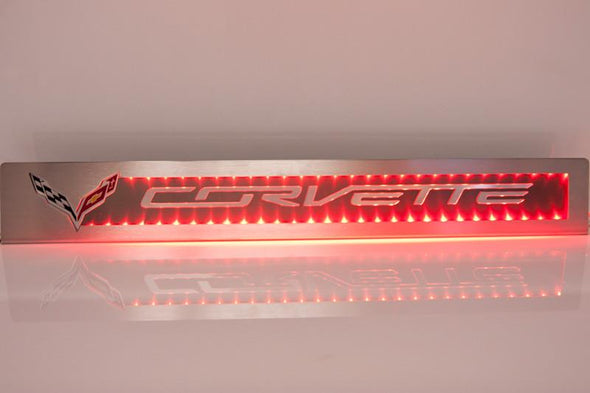 Z06/C7/Z51 Corvette Stingray | LED Illuminated | Brushed Door Sill Overlays - [Corvette Store Online]