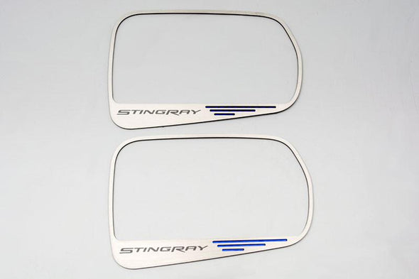 C7 Corvette Stingray | 2pc | Side View Mirror Trim | Stingray Lettering - [Corvette Store Online]