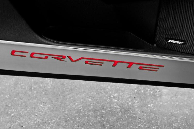 C6 Corvette | Door Guards | Brushed Carbon Fiber | Corvette Inlay | 2 pc - [Corvette Store Online]