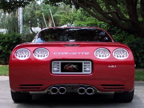 C5/Z06 Corvette Taillight Grilles | 4pc | Flame Style | Polished - [Corvette Store Online]