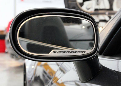 C6 Corvette | Side View Mirror Trim | 2 pc | "Supercharged" Script - [Corvette Store Online]