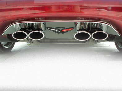 C5 & Z06 Corvette Exhaust Filler Panel | C5 Flag Emblem Polished - [Corvette Store Online]
