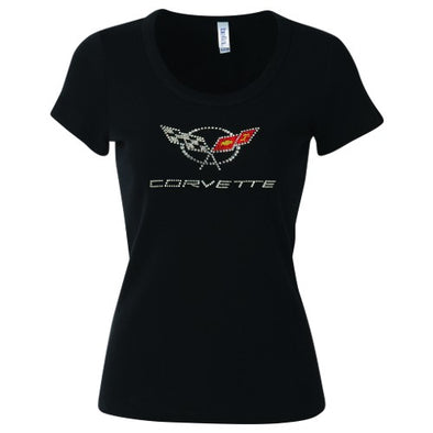 Ladies C5 Corvette Rhinestone Tee - [Corvette Store Online]