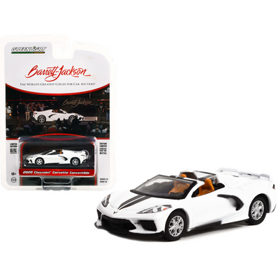 2020 C8 Corvette Stingray Convertible Arctic White Barrett Jackson "Scottsdale Edition" 1/64 Diecast Model Car