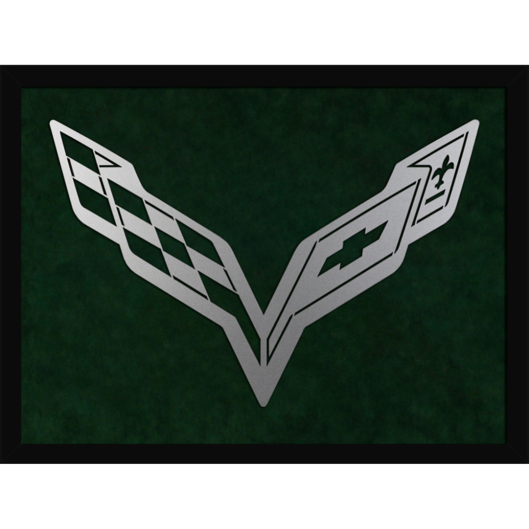 C7 Corvette Framed Laser Cut Logo - Green