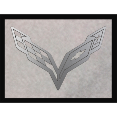 C7 Corvette Framed Laser Cut Logo - White