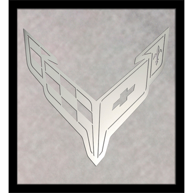 C8 Corvette Framed Laser Cut Logo - White