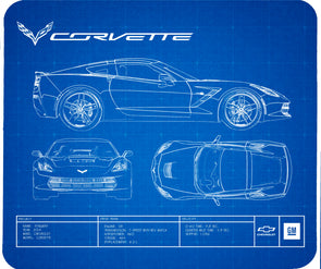 C7 Corvette Blueprint Computer Mouse Pad