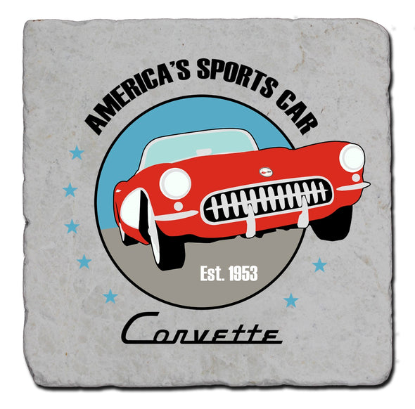 C1 Corvette Illustration Stone Coaster