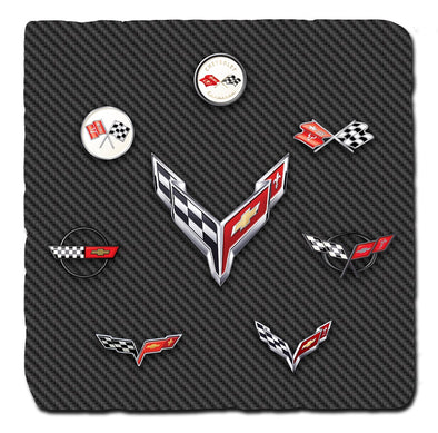 Corvette Generations Carbon Fiber Tile Coaster