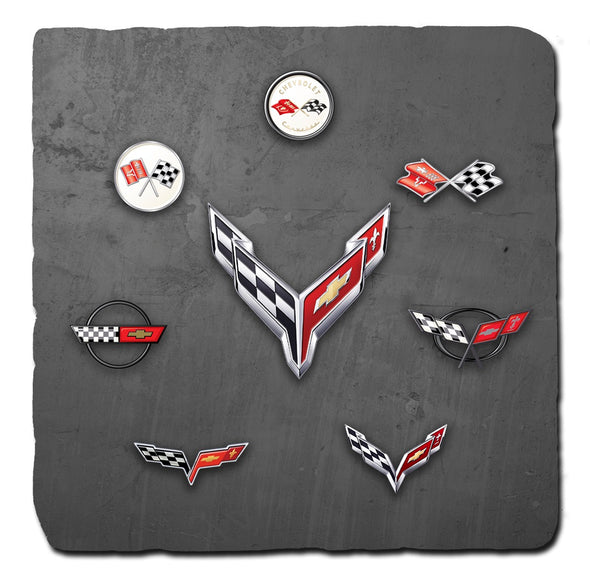 Corvette Generations Dark Stone Tile Coaster