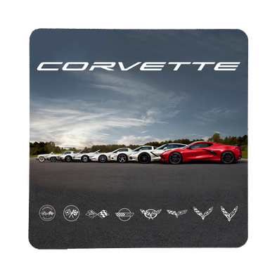 Corvette C8 Generations Crossed Flags and Cars Stone Coaster