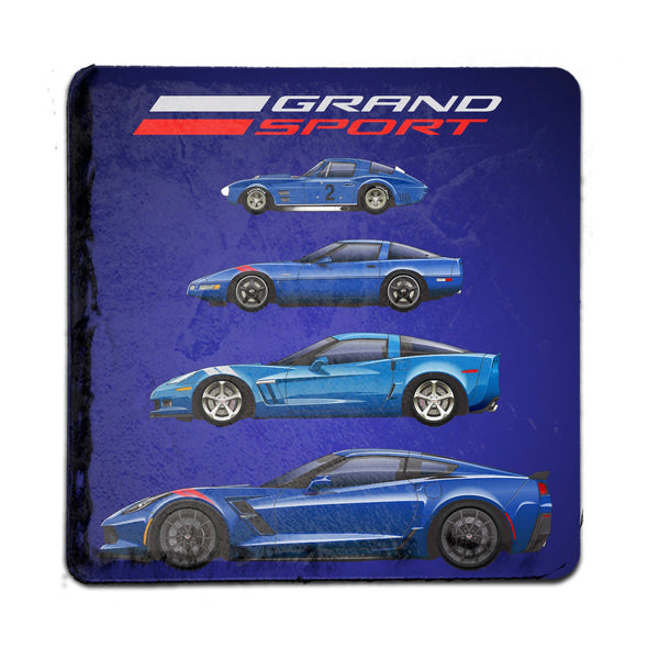 Corvette Grand Sport Generations Stone Tile Coaster Bundle - Set of 4