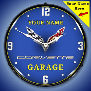 C7 Corvette Garage Lighted Clock- Personalize Option - [Corvette Store Online]