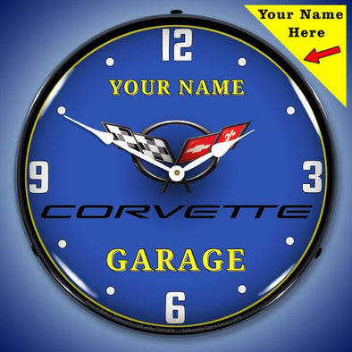 C5 Corvette Garage Lighted Clock- Personalize Option - [Corvette Store Online]