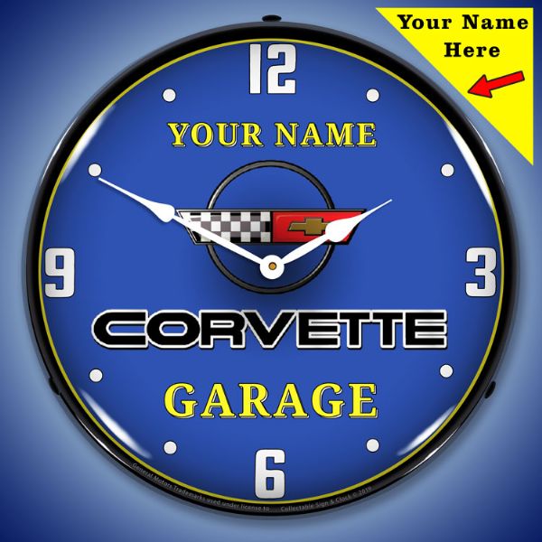 C4 Corvette Garage Lighted Clock- Personalize Option - [Corvette Store Online]