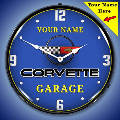C4 Corvette Garage Lighted Clock- Personalize Option - [Corvette Store Online]