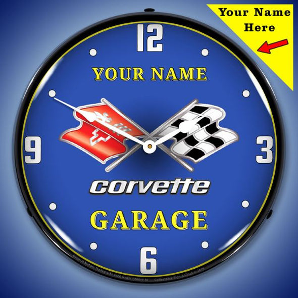 C3 Corvette Garage Lighted Clock- Personalize Option - [Corvette Store Online]
