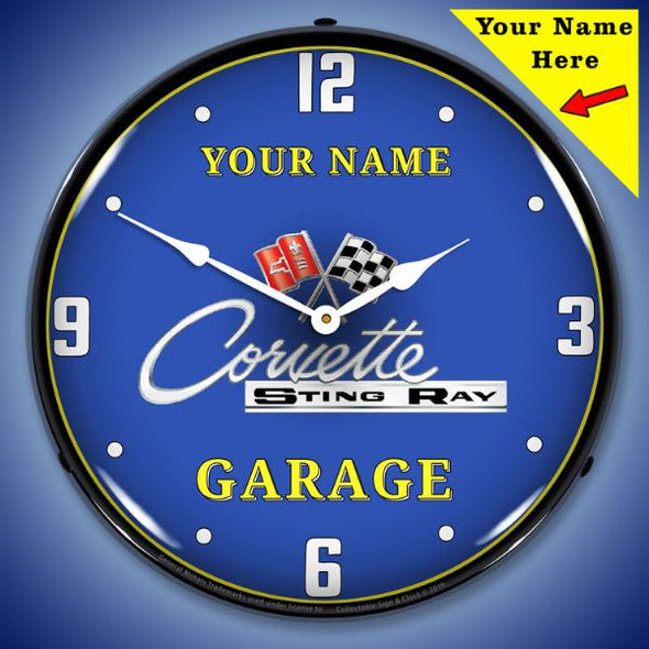C2 Corvette Garage Lighted Clock- Personalize Option - [Corvette Store Online]