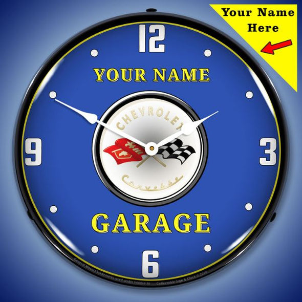 C1 Corvette Garage Lighted Clock- Personalize Option - [Corvette Store Online]
