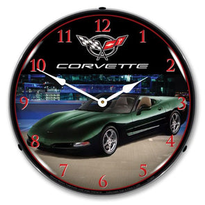 C5 Corvette Dark Bowling Green Metallic Clock-GM24031547-corvette-store-online