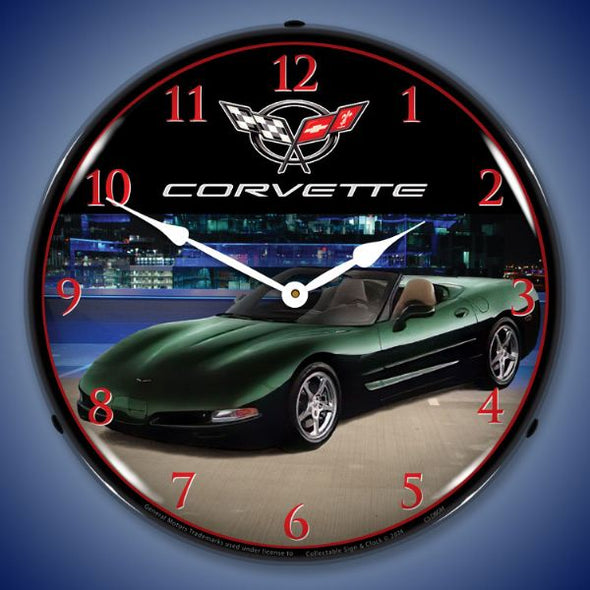 C5 Corvette Dark Bowling Green Metallic Clock
