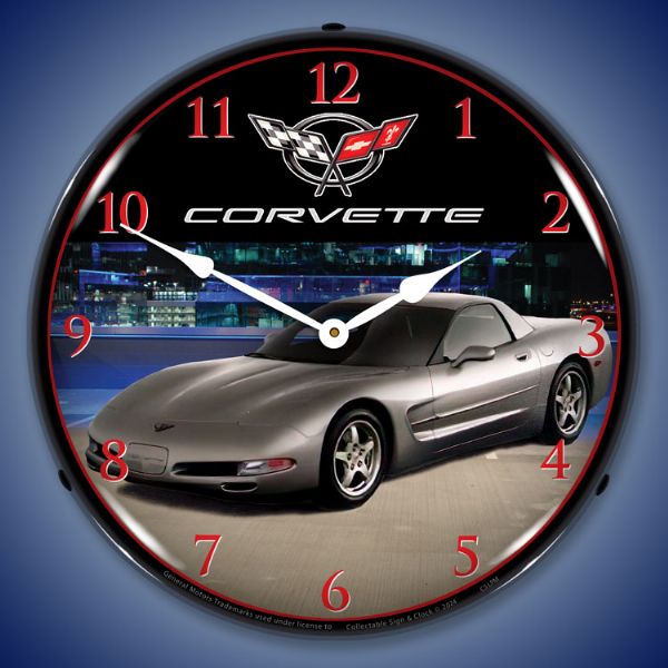 C5 Corvette Light Pewter Metallic Clock