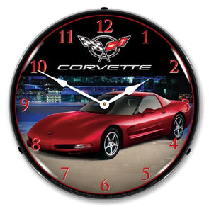 C5 Corvette Magnetic Red Metallic Clock-GM24031549-corvette-store-online