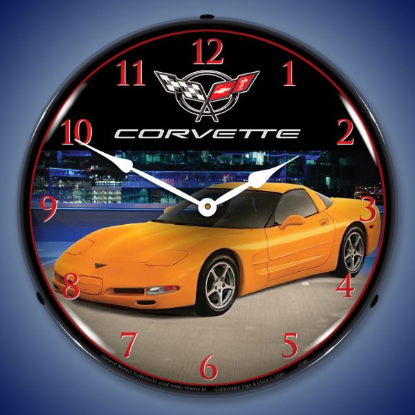 C5 Corvette Millennium Yellow Clock