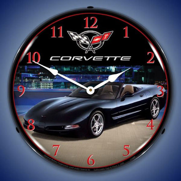 C5 Corvette Navy Blue Metallic Clock