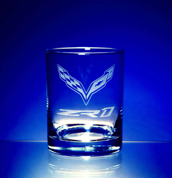 Corvette Logo Short Beverage Glass (4) - Choose Logo for Custom Etching