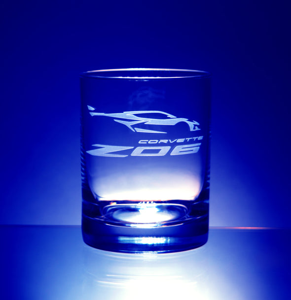 Corvette Logo Short Beverage Glass (4) - Choose Logo for Custom Etching