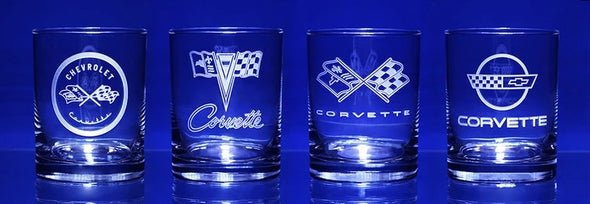 Corvette Generations Complete Set C1-C8 Short Beverage Glass (8)