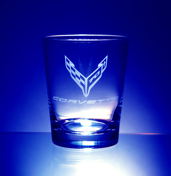 Corvette Logo Tapered Beverage Glass (4) - Choose Logo for Custom Etching