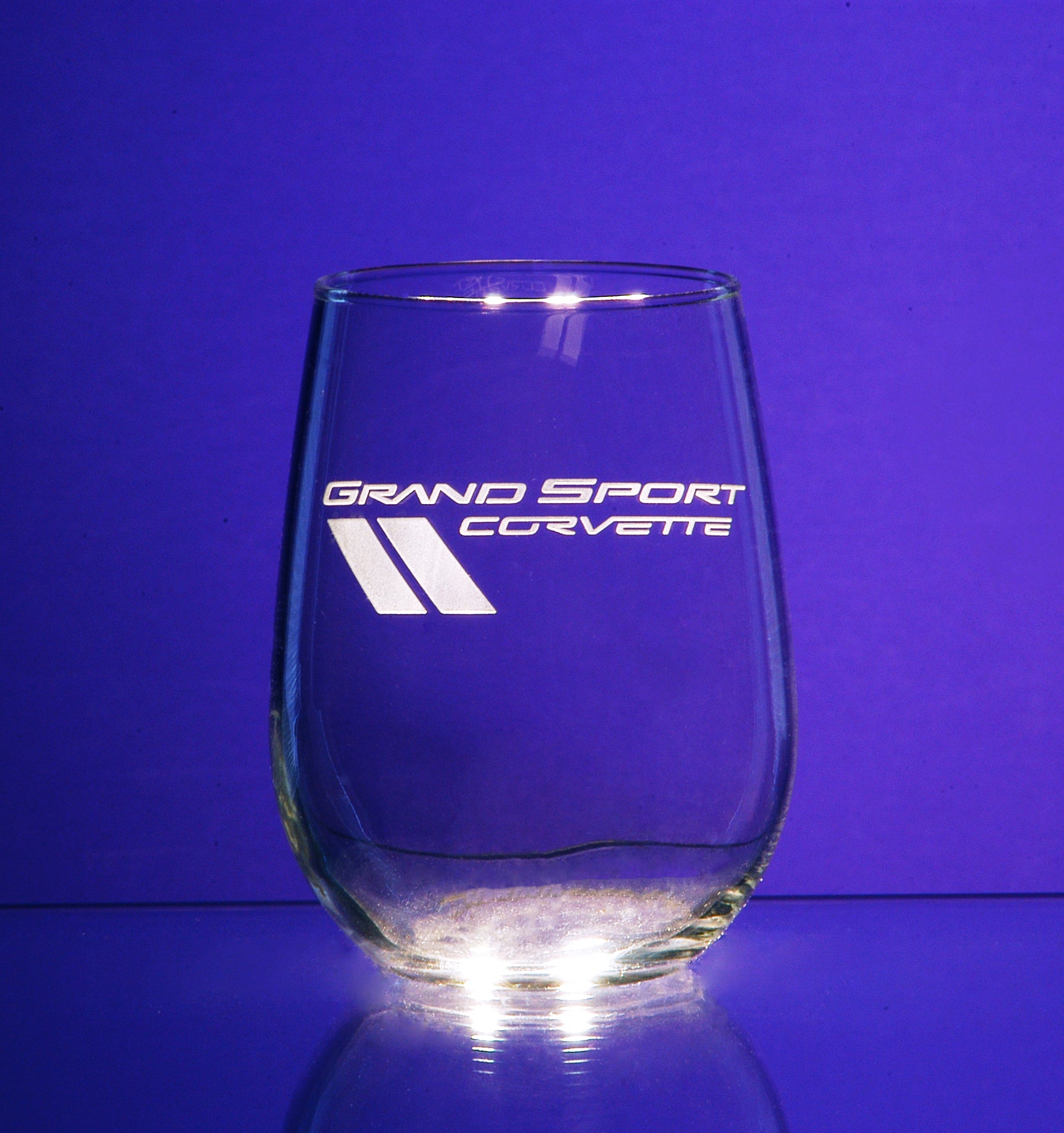 Corvette Logo Stemless Wine Glass (2) - Choose Logo for Custom Etching