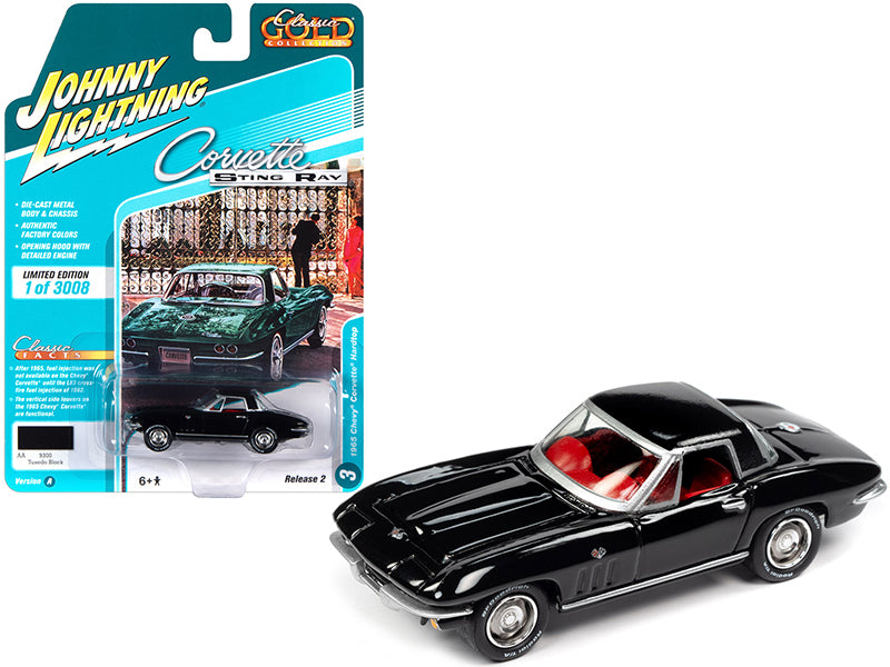 1965 Corvette Hardtop Tuxedo Black with Red Interior 1/64 Diecast