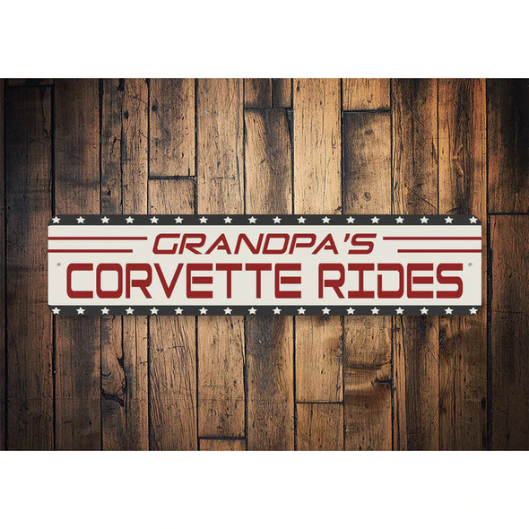 Grandpa's Corvette Rides - Aluminum Sign